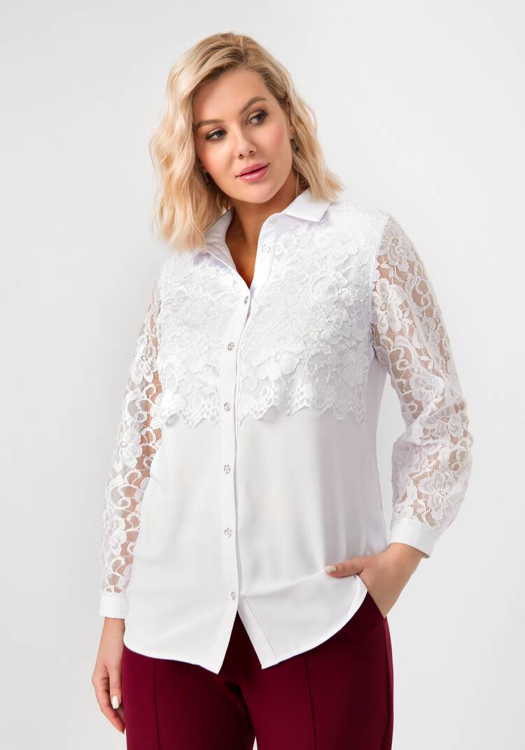 Блуза с ажурным кружевом на груди шир.  750, рис. 8