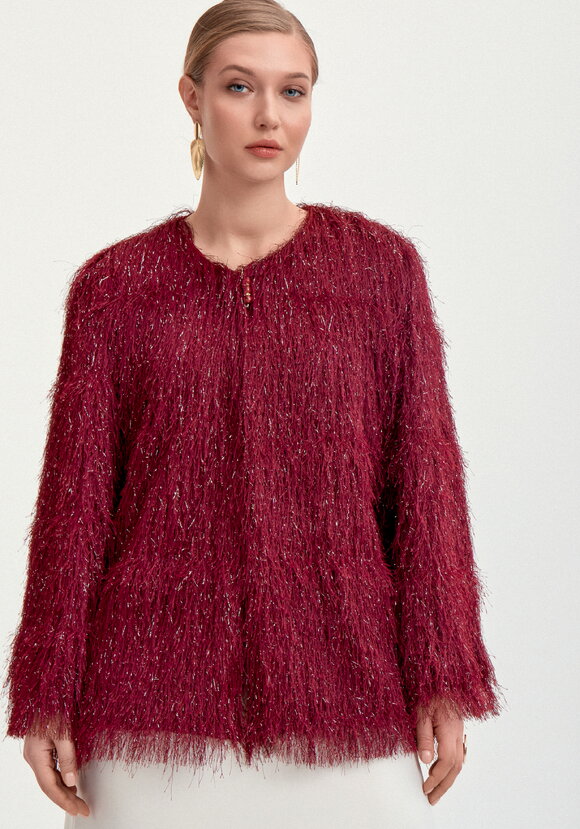 Жакет из ткани с блестящим ворсом шир.  580, рис. 4