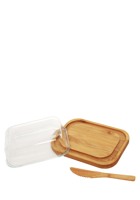 Маслёнка стеклянная на бамбуковой подставке шир.  580, рис. 3