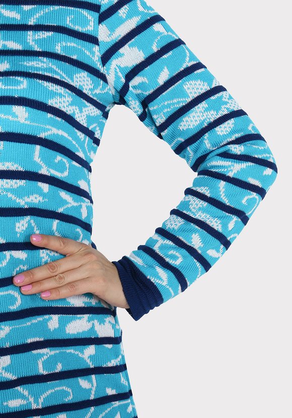 Платье с длинным рукавом и цветочным узором шир.  580, рис. 6