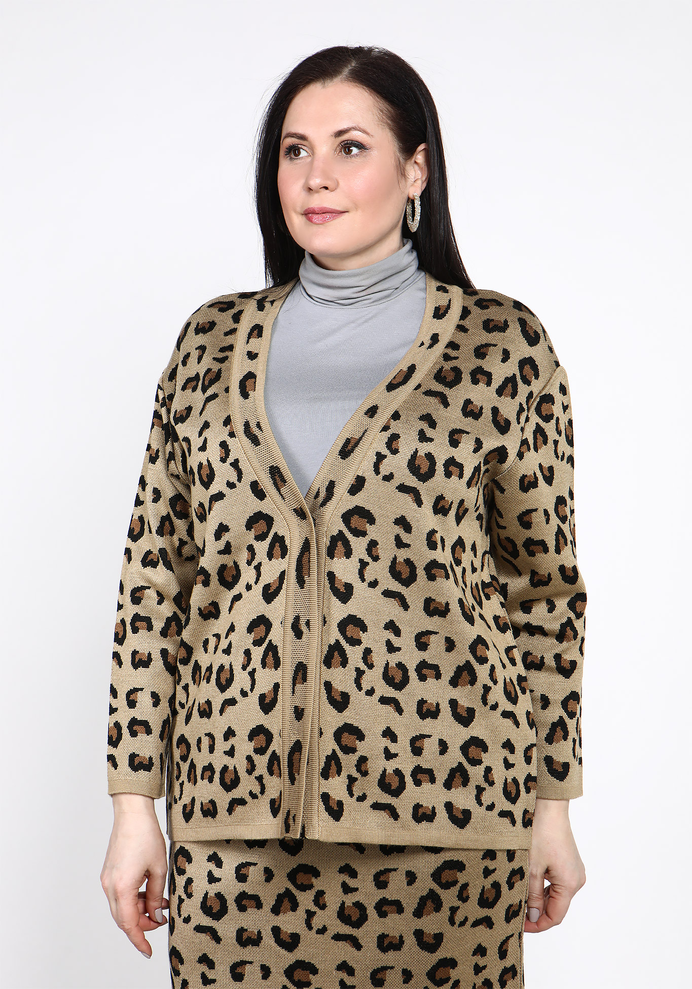 Жакет с леопардовым принтом Vivawool, размер 48, цвет молочный - фото 3