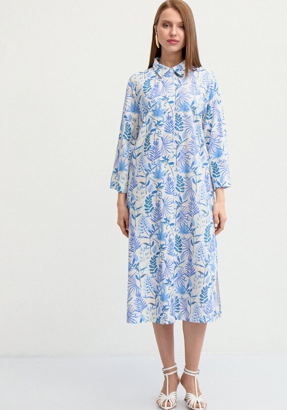 Платье-рубашка изо льна с принтом шир.  580, рис. 12