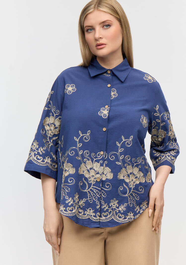 Блуза Цветочная симфония шир.  750, рис. 1