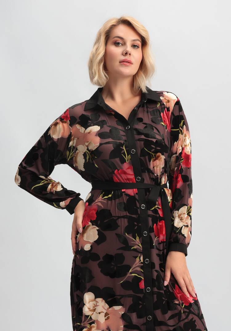 Платье-рубашка с цветочным рисунком шир.  750, рис. 9