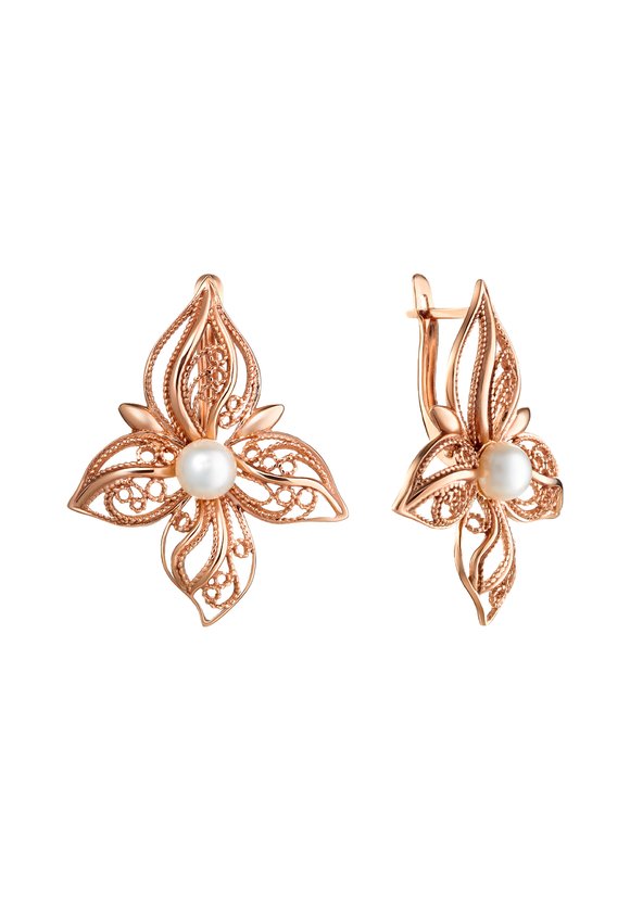 Серьги Золотые лепестки шир.  580, рис. 2