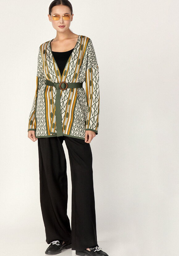 Кардиган женский под пояс шир.  580, рис. 7