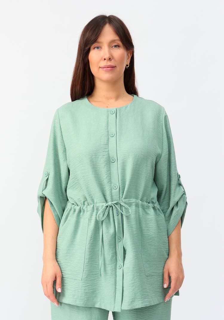 Кардиган на пуговицах с кулиской по талии шир.  750, рис. 14