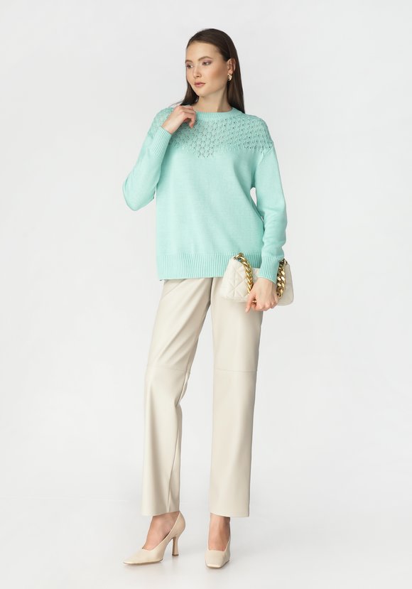 Джемпер женский с ажурной кокеткой шир.  580, рис. 4