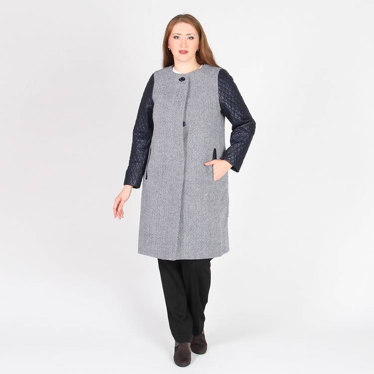 Пальто с контрастными рукавами шир.  750, рис. 3