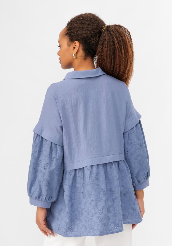 Блуза ажурная с отрезной кокеткой шир.  580, рис. 10