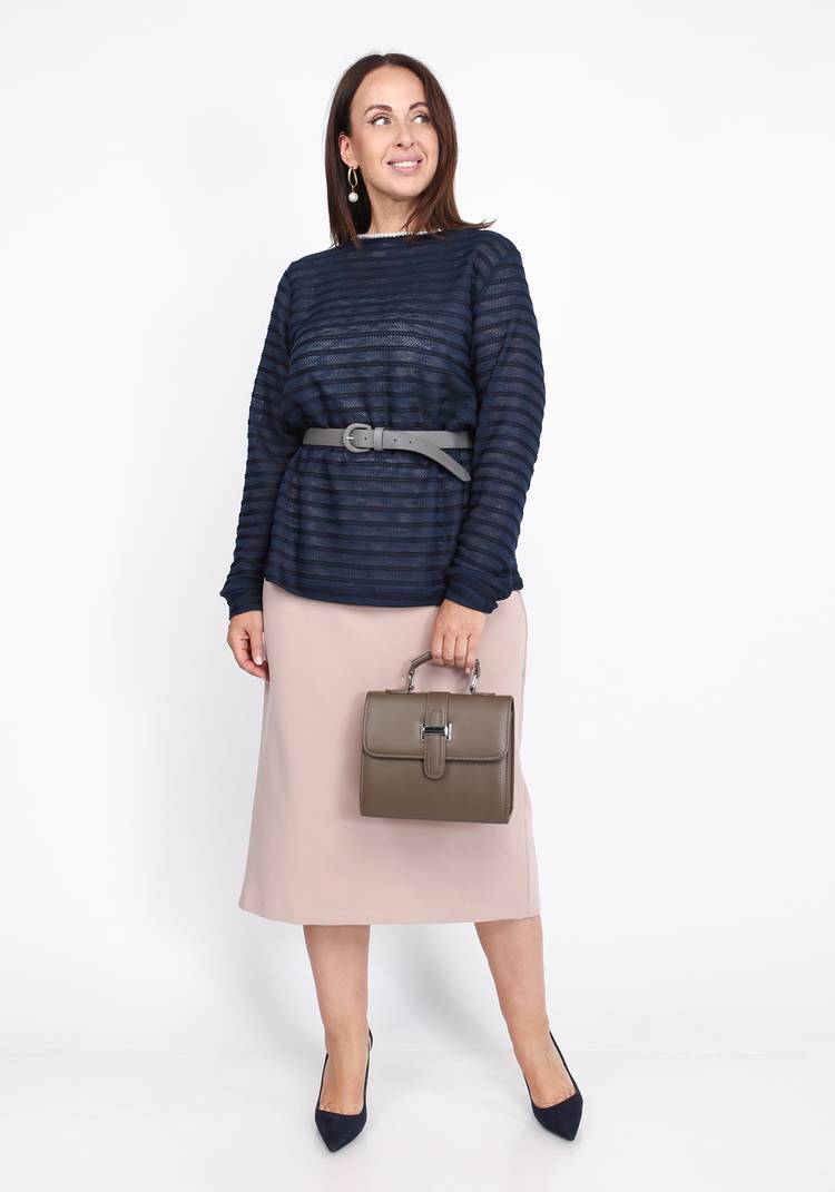 Джемпер с ажурной вязкой однотонный шир.  750, рис. 7