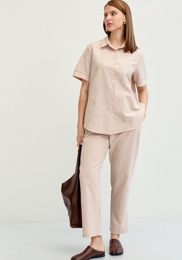 Брюки зауженные в полоску шир.  580, рис. 1