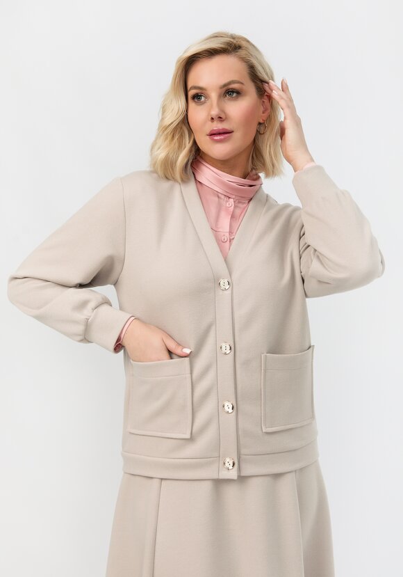 Кардиган на пуговицах однотонный шир.  580, рис. 14