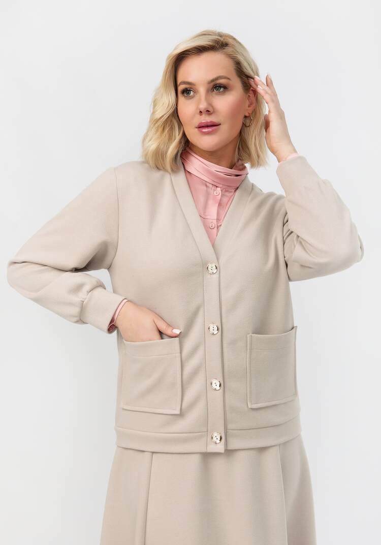 Кардиган на пуговицах однотонный шир.  750, рис. 14