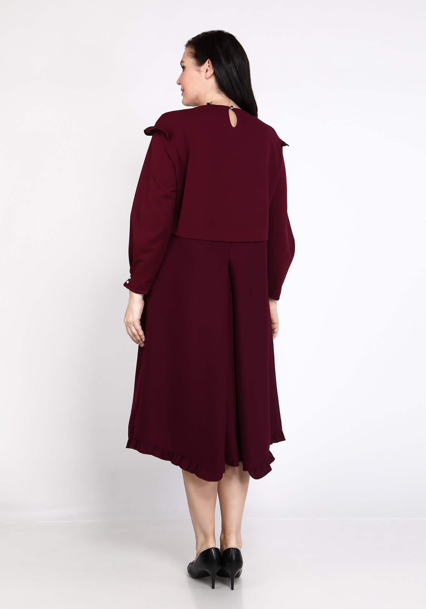 Платье миди с эффектом костюма GalaGrosso, размер 52, цвет бордовый - фото 7