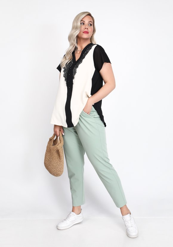 Блуза свободная со вставками из кружева шир.  580, рис. 3