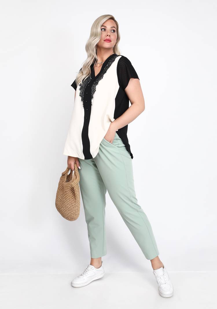 Блуза свободная со вставками из кружева шир.  750, рис. 3