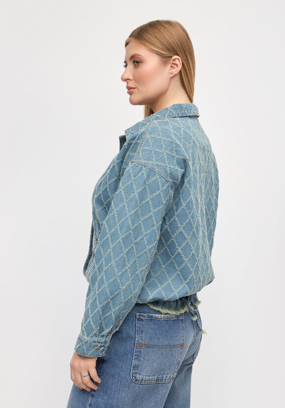 Джинсовая куртка с рисунком из страз шир.  580, рис. 3