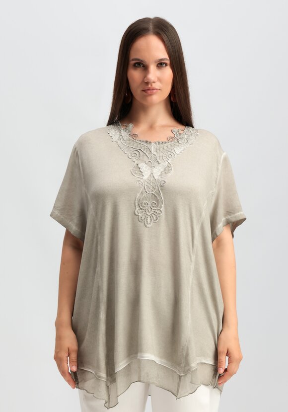 Туника с ажурной аппликацией на горловине шир.  580, рис. 4