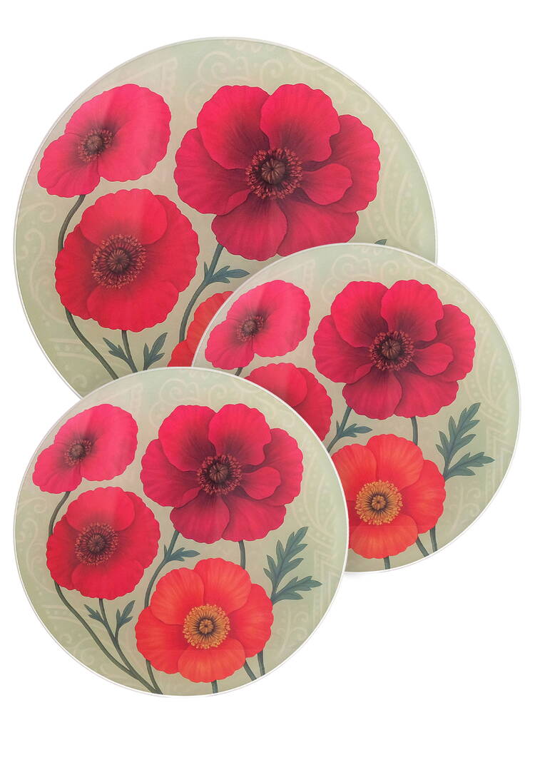 Разделочные доски из стекла Маки, 3 шт. шир.  750, рис. 1