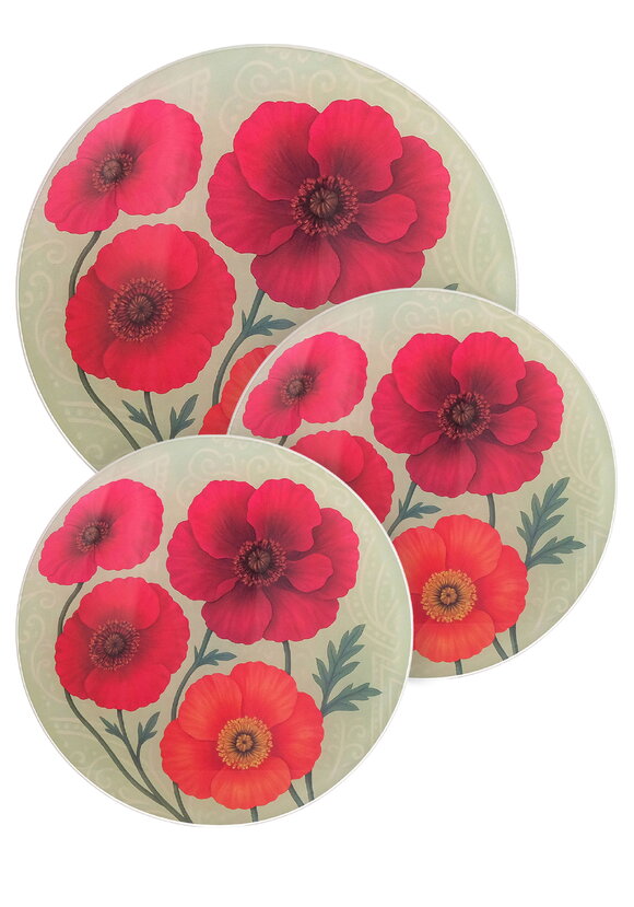 Разделочные доски из стекла Маки, 3 шт. шир.  580, рис. 1