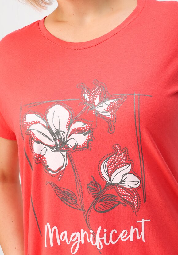 Блуза с цветочным принтом и кулиской по низу шир.  580, рис. 17