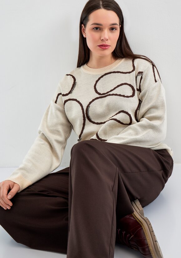 Джемпер с жемчужным декором и абстракцией шир.  580, рис. 10