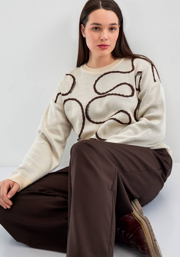 Джемпер с жемчужным декором и абстракцией шир.  750, рис. 10