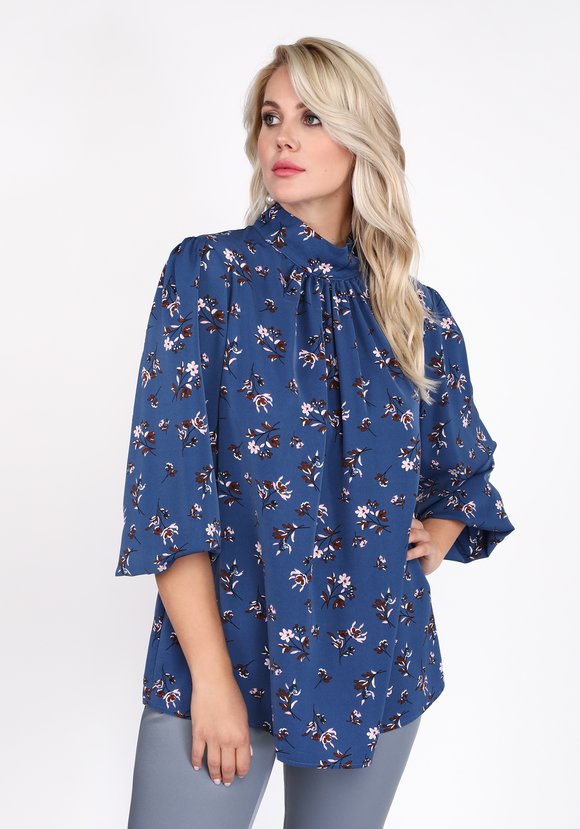 Блуза с воротником стойка и длинным рукавом шир.  580, рис. 7