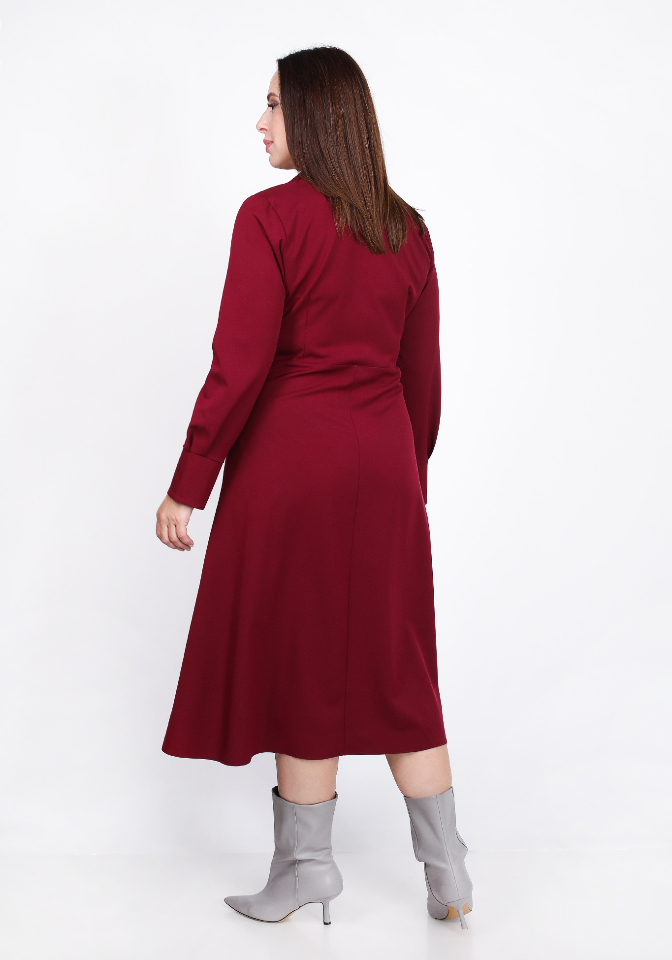 Платье с шалевым воротником Poem, размер 48, цвет винный - фото 5