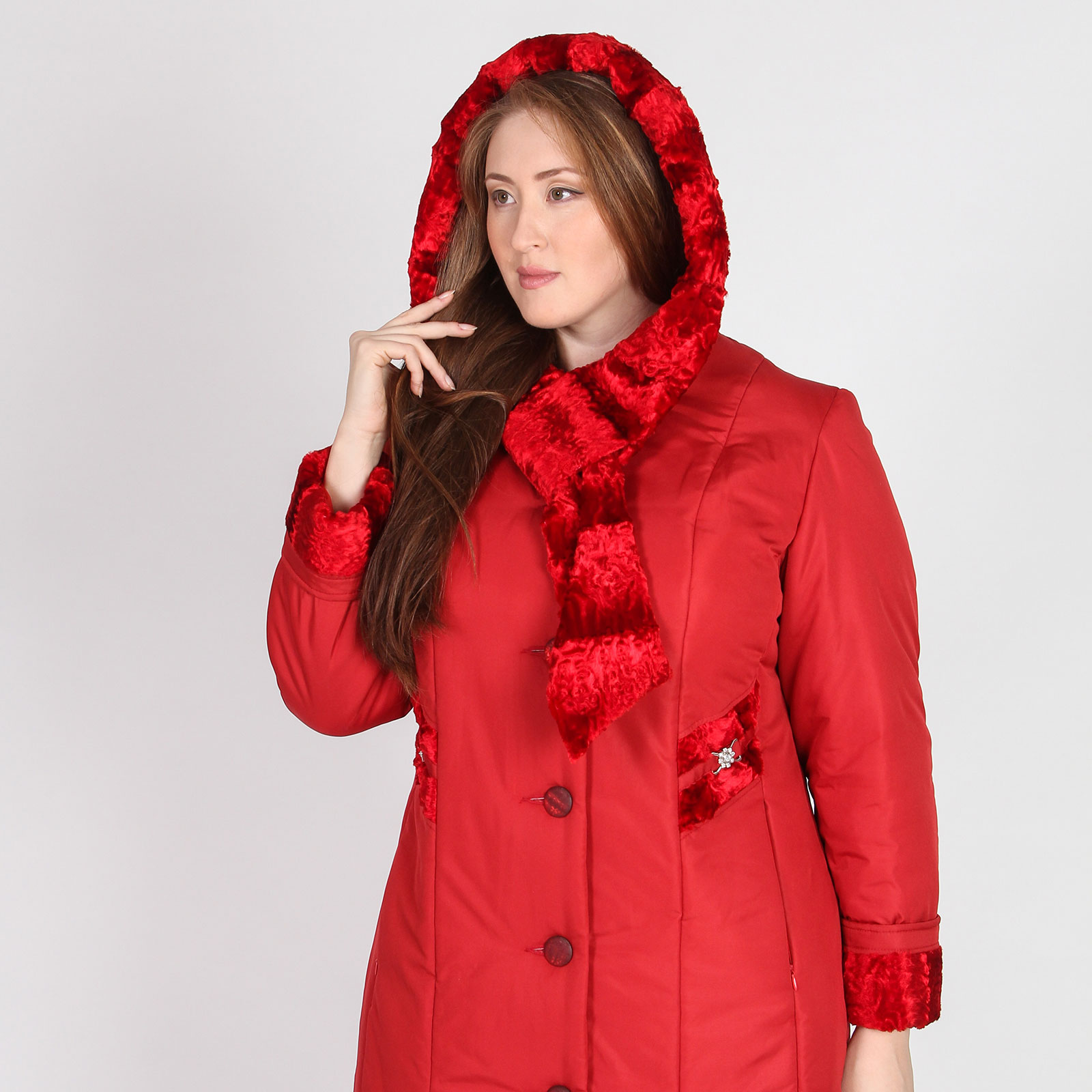 Куртка с декоративными вставками Mio Imperatrice, размер 60, цвет красный - фото 6
