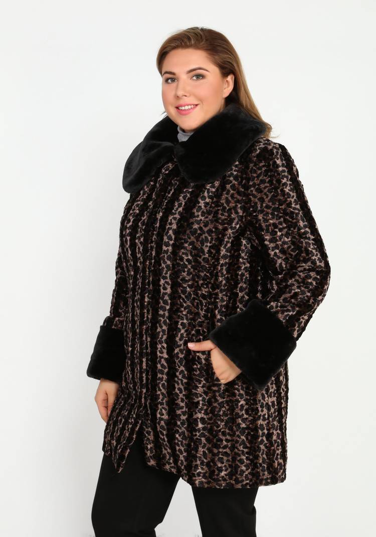 Шуба с контрастными манжетами и воротником шир.  750, рис. 12