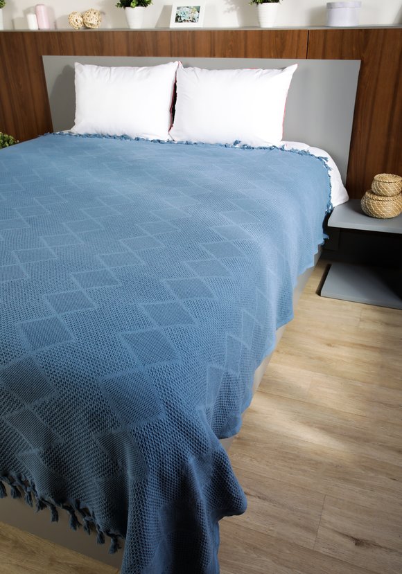 Покрывало-плед из хлопка с бахромой Айшель шир.  580, рис. 2