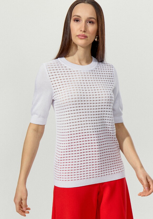 Джемпер с передней полочкой ажурной вязки шир.  580, рис. 7