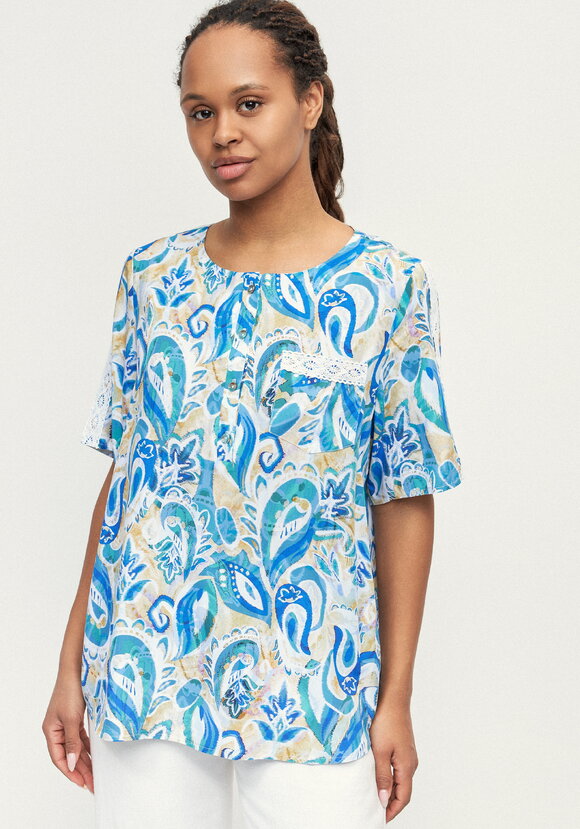 Блуза с лампасом из кружева по рукаву шир.  580, рис. 12