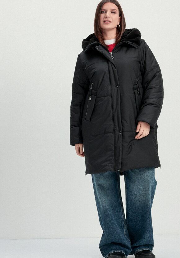 Пальто удлиненное с меховым капюшоном шир.  580, рис. 23