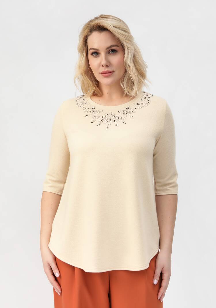 Блуза с декором из страз по горловине шир.  750, рис. 11