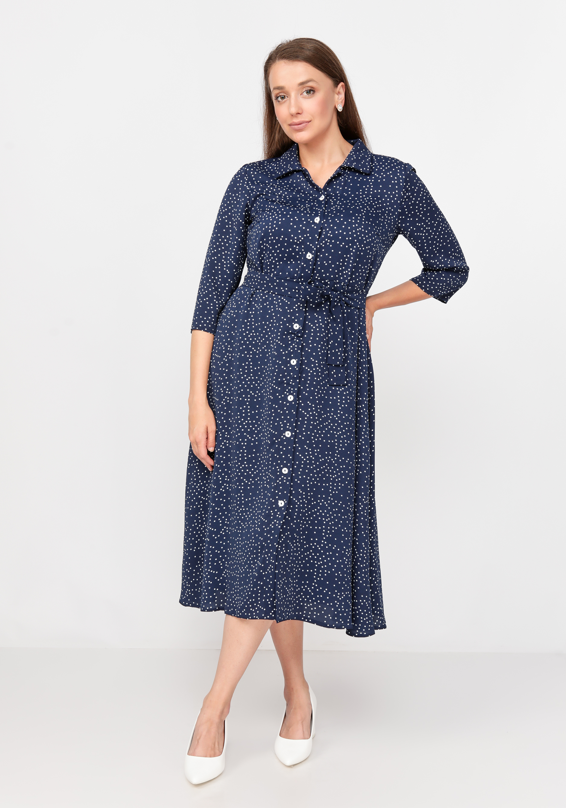 Платье-рубашка в горошек "Полькадот" Leomax, цвет синий, размер 56 - фото 4