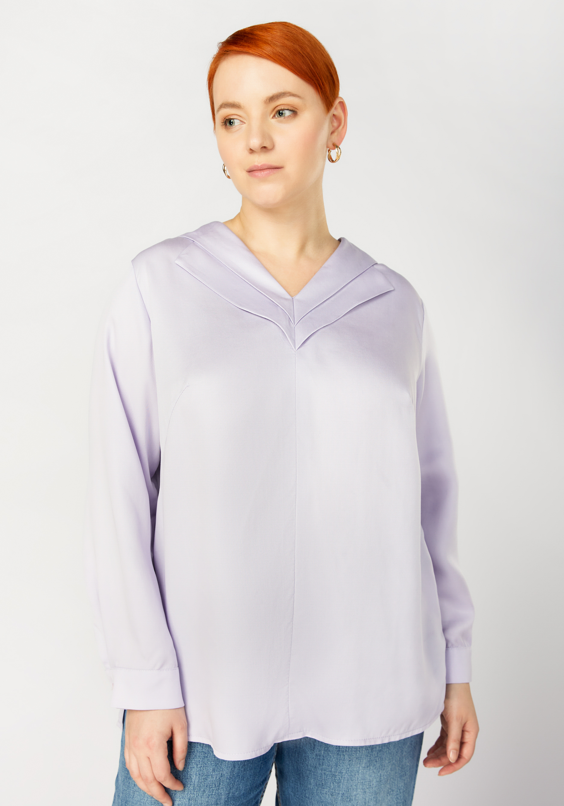 Блуза с оригинальной отделкой по горловине G.Grosso, цвет белый, размер 52-54 - фото 9