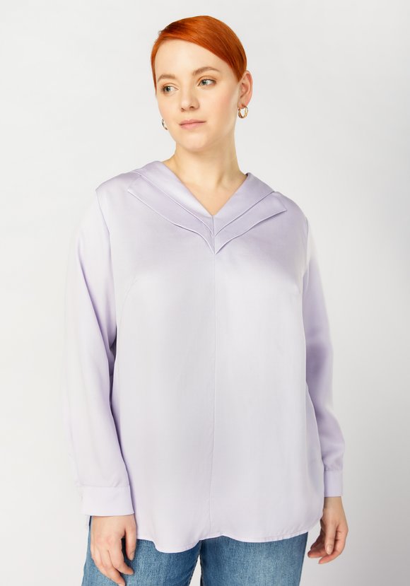 Блуза с оригинальной отделкой по горловине шир.  580, рис. 9