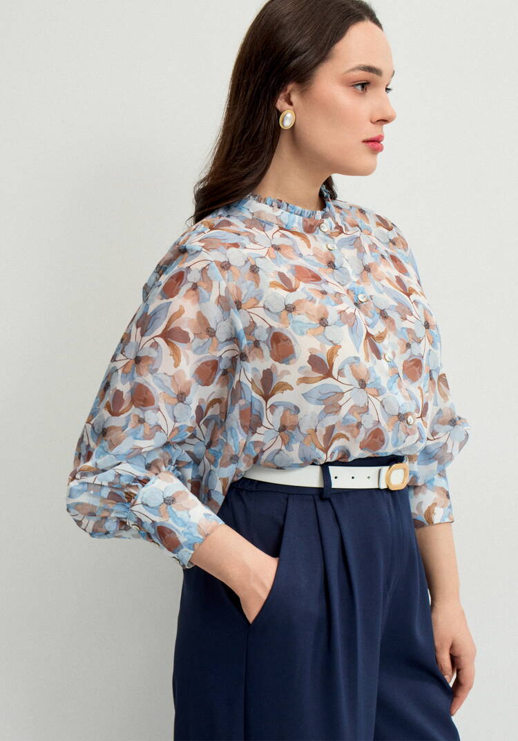 Блуза легкая с цветочным принтом шир.  750, рис. 4