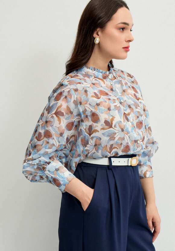 Блуза легкая с цветочным принтом шир.  580, рис. 4