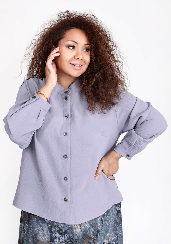 Блуза на пуговицах с боковыми разрезами шир.  580, рис. 2