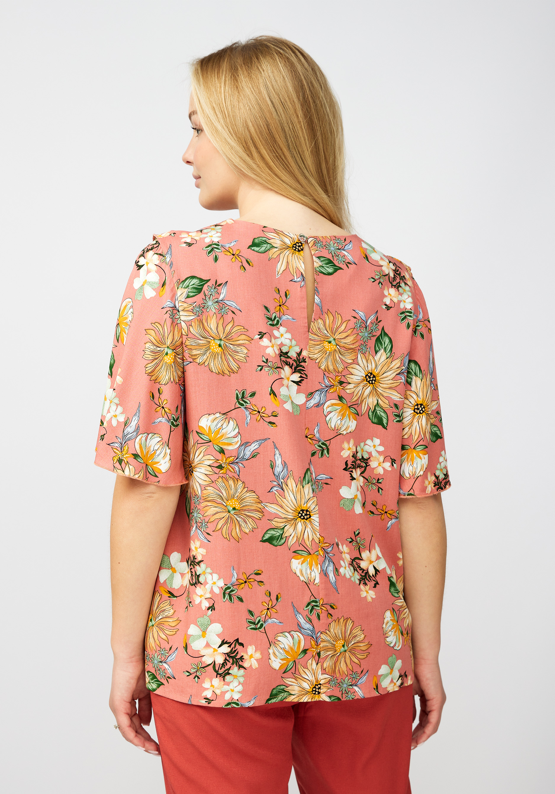 Блуза с воланом по передней полочке Mio Imperatrice, размер 50, цвет оранжевый - фото 3