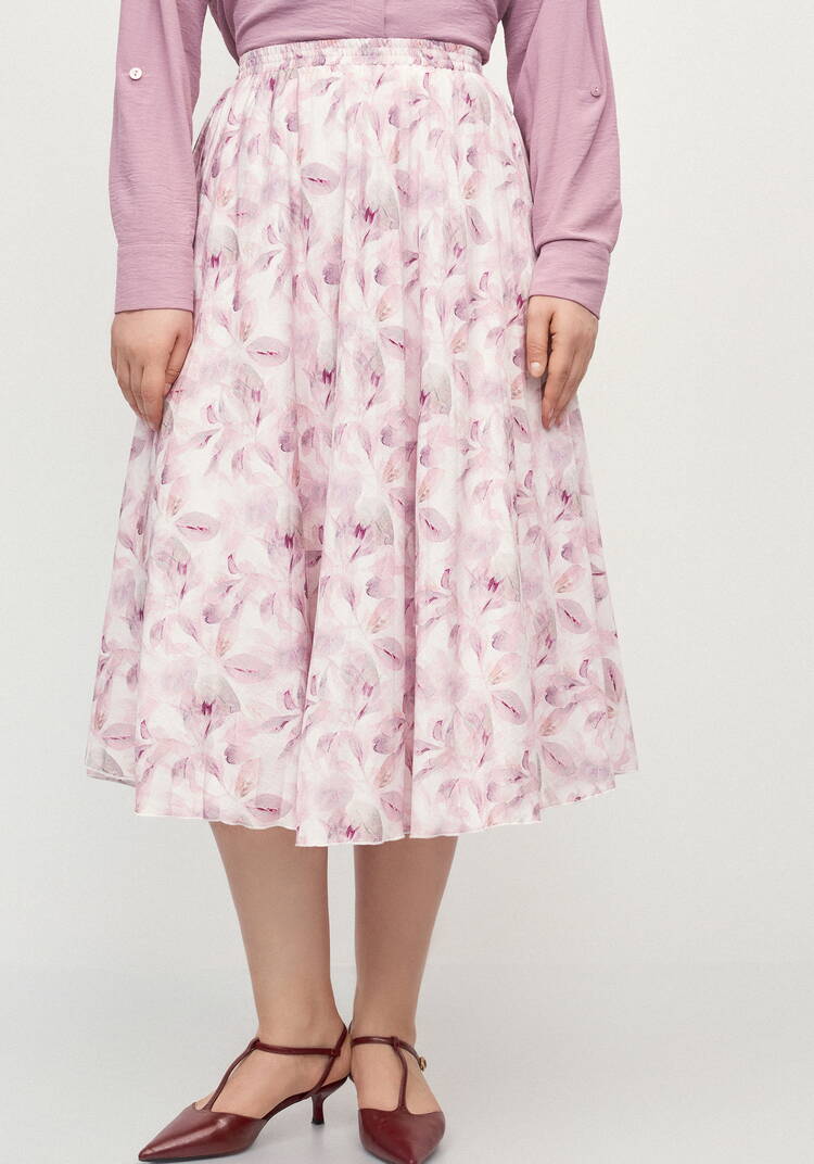 Плессированная юбка с цветочным принтом шир.  750, рис. 10