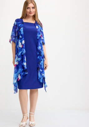 Платье трикотажное с шифоновой накидкой