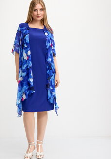 Платье трикотажное с шифоновой накидкой