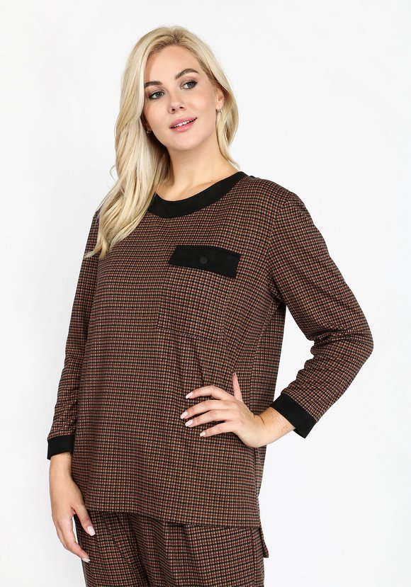 Блуза в клетку прямого кроя с карманом шир.  580, рис. 2