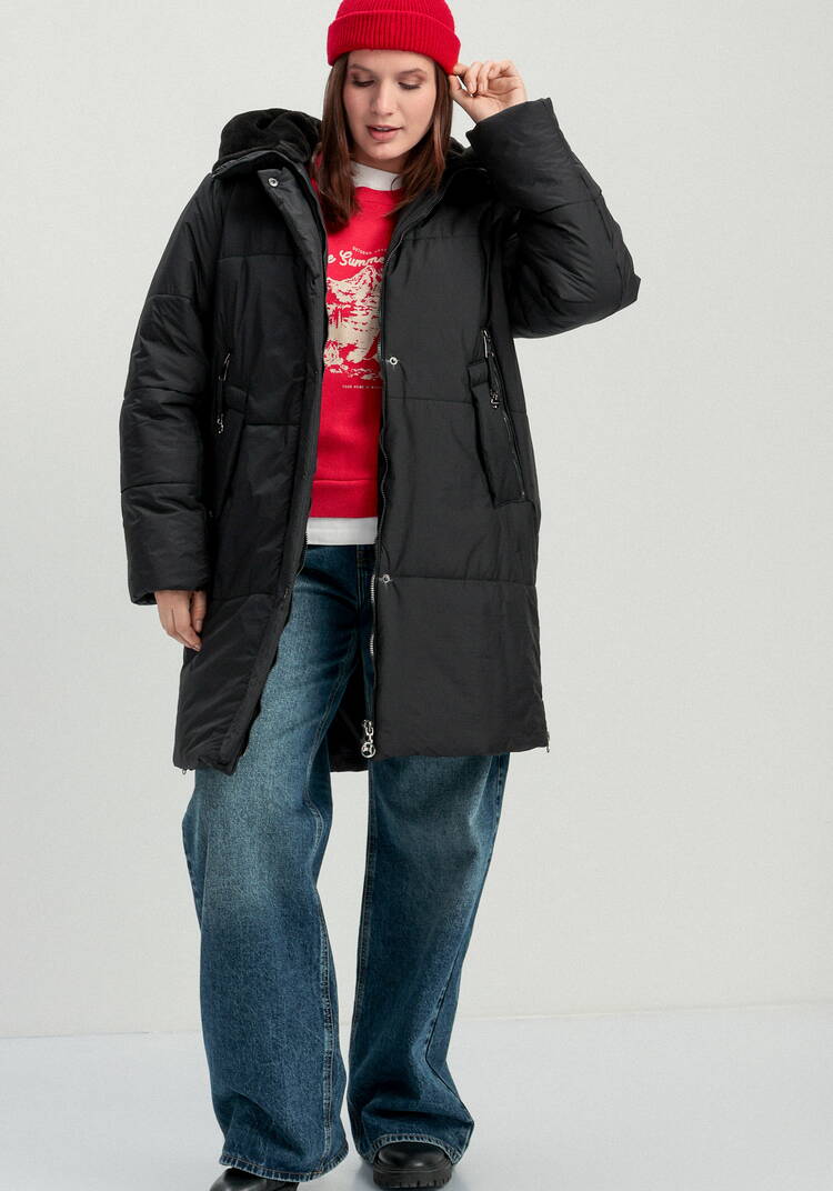 Пальто удлиненное с меховым капюшоном шир.  750, рис. 20