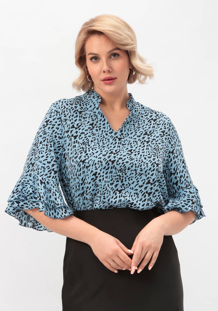 Блуза с воланами и воротником-стойкой шир.  750, рис. 9